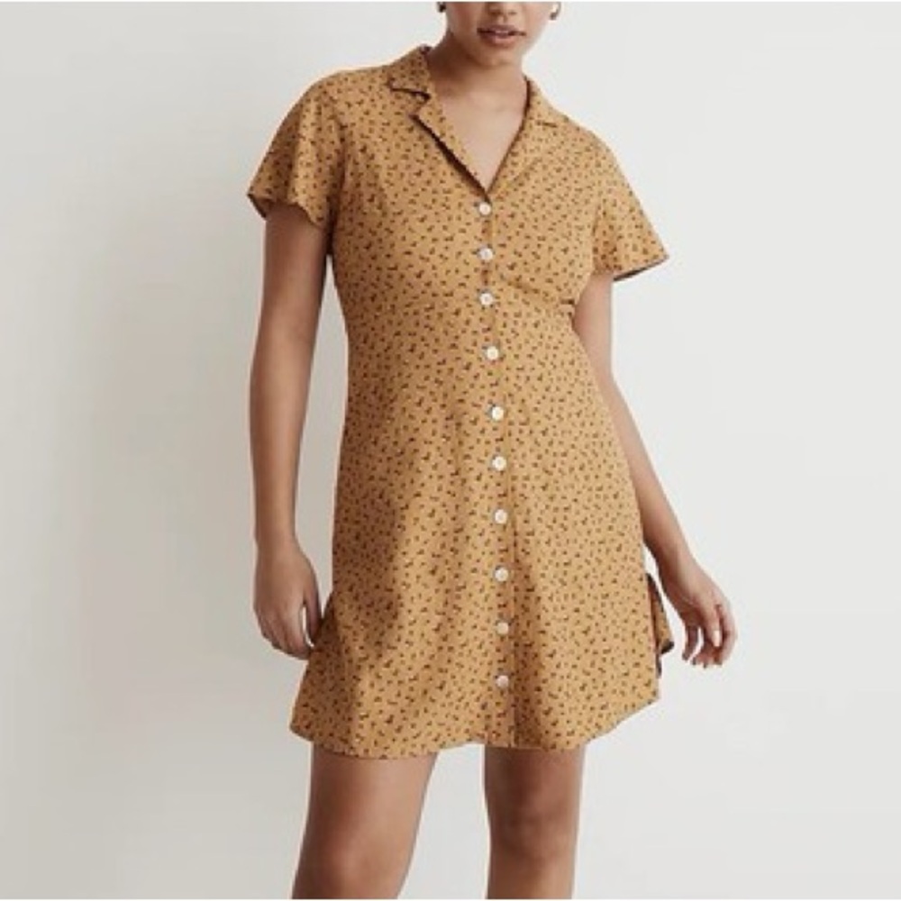 Madewell Kacie Mini Shirtdress in the Bitsy Bouquet pattern
